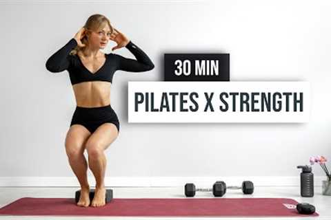 30 MIN PILATES x STRENGTH Workout | Full Body Sculpt (Dumbbells &amp; Mini Band) - Home Workout
