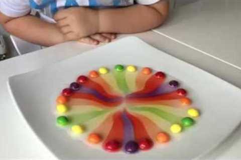 Kids science experiment with Skittles