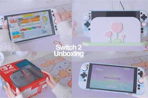 Nintendo Switch 2 aesthetic unboxing ☁️ cute accessories + game with me