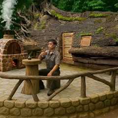 I building  a Complete Bushcraft Survival House on a Giant Fallen Tree Trunk ( Part 2 )