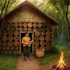 survival girl, I Built a Quiet House in Deep Jungle by Ancient Skills