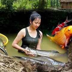 Survival Fishing Survival Skills Build Shelter Cabin, Build Smokeless Stone Stove