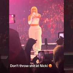 Fan throws something at Nicki Minaj 😳 #shorts #nickiminaj