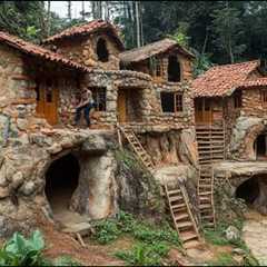 I Spent 385 Days Building Stone Houses Secret Shelters, Cooking, Survival Bushcraft