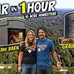 Couple Turns RAW LAND Into Sustainable Homestead / 1 Year in 1 Hour