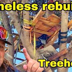 Homeless rebuilds his Treehouse after City destroyed it in south central  L.A.
