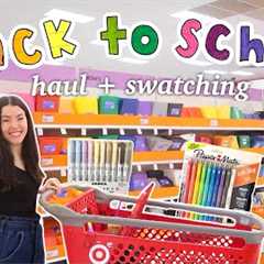 SCHOOL SUPPLIES SHOPPING!!🍎📚✨ (even though I'm not going back to school) haul + swatches