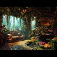 Soothes Magical Fantasy Music w/ Exotic Plants Livingroom | Heals Soul, Reduce Stress, Relaxation..