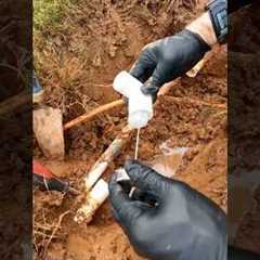 Repairing an underground PVC pipe leak on an irrigation system 🌱💦 #plumbing #plumber #asmr #diy