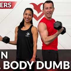 15 Min Beginner Workout at Home with Dumbbells for Women Men Full Body Strength Training Over 50 40