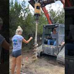 He’s always messing with me! Getting ready to set posts! #building #construction #diy #equipment