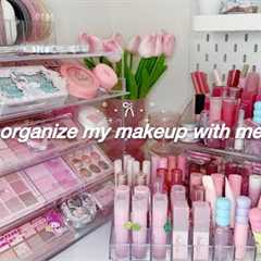 organize ALL of my makeup with me 🤍 ASMR relaxing video