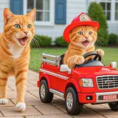Mama Cat Helps Ginger Kitten Train as a Firefighter 🐾😿🚒💖 Heartwarming Story