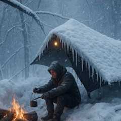 Can I Survive Freezing Forest with Just a Survival Shelter Tarp? -18°C Snowstorm, No gear,No Bag