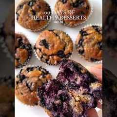 Healthy Dessert or Snack Idea: Blueberry Muffins💜 #healthydessert #glutenfree #healthyrecipes
