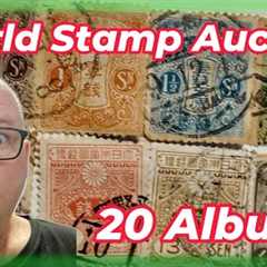 World Stamp Auction Adventure! 20 Stamp Albums!