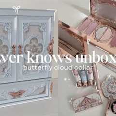 🦋 flower knows unboxing: butterfly cloud collar collection, haul + swatches, short review