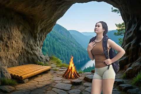 Building a Hidden Cave Shelter for Survival, Catching Fish. Primitive Bushcraft