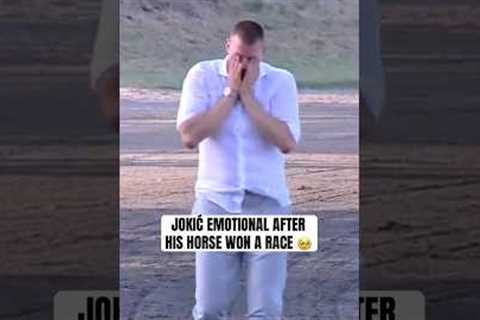 Jokić's reaction to his horse winning ❤️ (via @TVArenaSport)