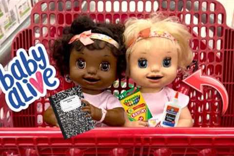BABY ALIVE dolls go on a outing 🛒 back to school shopping ✏️