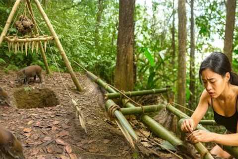 Forest Warrior Skills: Wildlife Tracking &amp; Building a Large Bushcraft Shelter | Survival With..