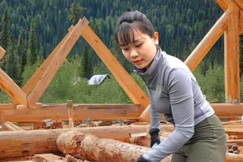 Building the Most Beautiful House | The First Wooden House Built by a Young Girl [4K]
