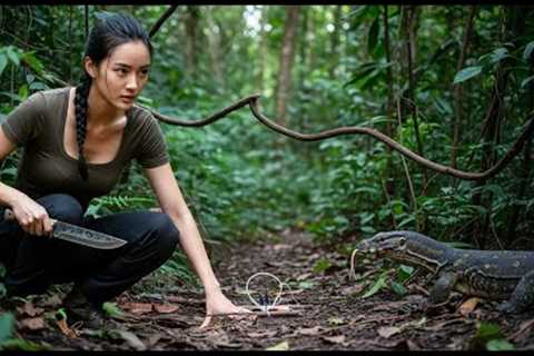 Primitive Jungle Trap – Girl Captures Monitor Lizard in a Survival Challenge