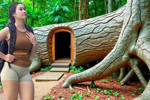 90 Days of Building Tree House, Secret Dugout - Bushcraft Skills. Great Survival Trip