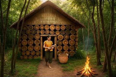survival girl, I Built a Quiet House in Deep Jungle by Ancient Skills