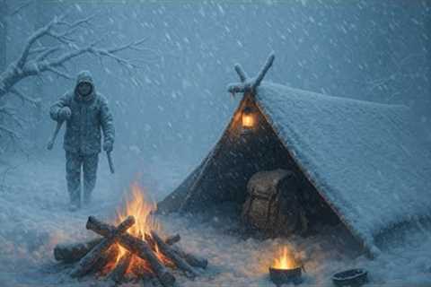 Extreme Winter Survival in the Rain and Snow | Alone at -14°C with No Gear – Just Fire