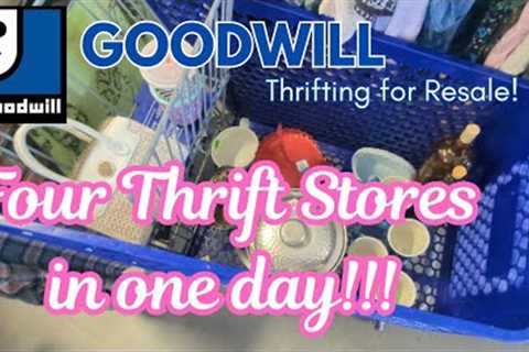 FOUR THRIFT STORES IN ONE DAY!!! Goodwill Thrifting for Resale! Local Thrift stores! Thrift with me!