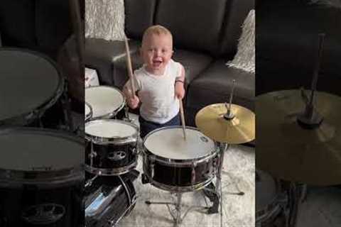 Drumming all day! 🥁💙 #shorts #baby #babydrummer #trending #viral #babyvideos #drums