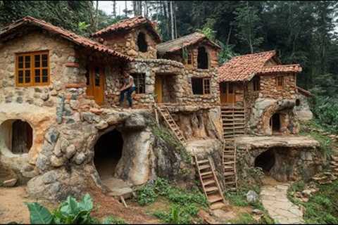 I Spent 385 Days Building Stone Houses Secret Shelters, Cooking, Survival Bushcraft