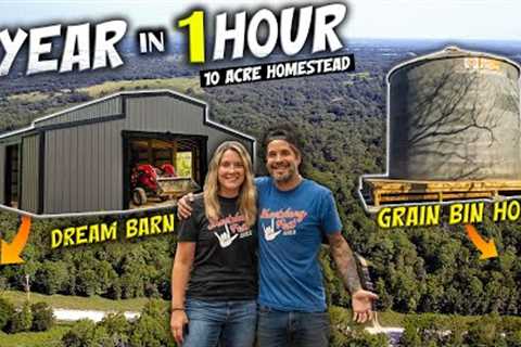 Couple Turns RAW LAND Into Sustainable Homestead / 1 Year in 1 Hour