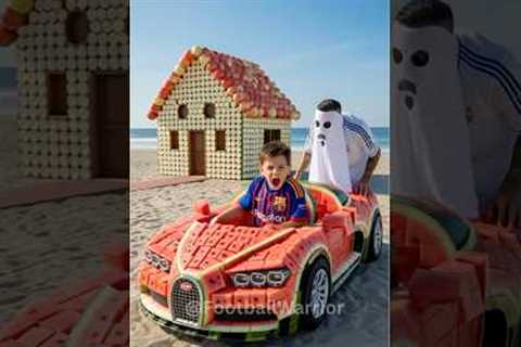 Ronaldo Scared Messi’s Son and Stole his Watermelon Bugatti