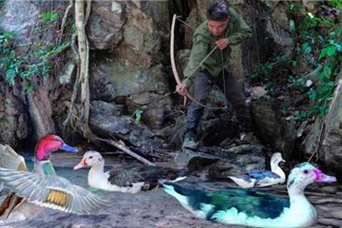 Build water bridge, make bow, hunt wild duck, wilderness | survival skills