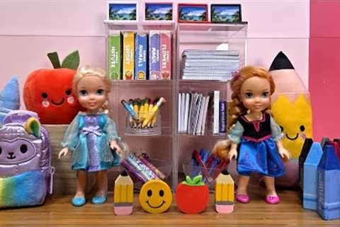 New backpacks! Elsa &amp; Anna toddlers - shopping for school supplies - Barbie dolls