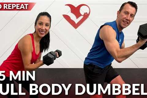 15 Min Full Body Dumbbell Workout - No Repeat Home Weight Training for Weight Loss Strength Training
