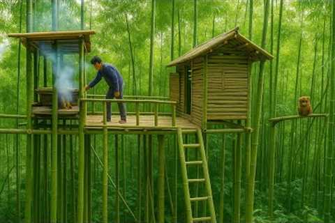 Building a Bamboo Forest Shelter | Survival Journey to Escape Ground Predators