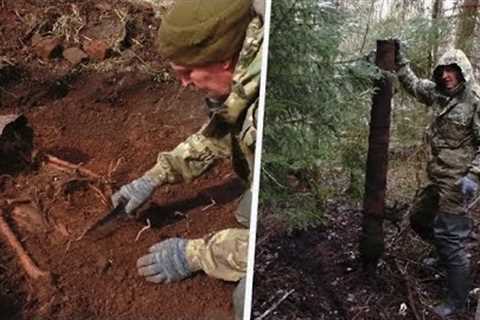 EXCAVATION OF A WWII SOLDIER AND A 120 mm MORTAR / WW2 METAL DETECTING