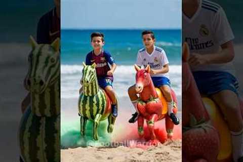 Messi’s Son VS Ronaldo’s Son Fruit Horse Race, who will win?