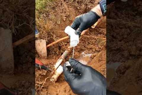 Repairing an underground PVC pipe leak on an irrigation system 🌱💦 #plumbing #plumber #asmr #diy