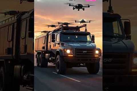 🚛 Futuristic Military Truck with Drones | Next-Level Technology #Shorts