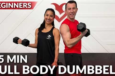 15 Min Beginner Workout at Home with Dumbbells for Women Men Full Body Strength Training Over 50 40