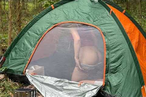 3 days solo camping in the forest -  cooking with a small tent, relaxing with nature sounds