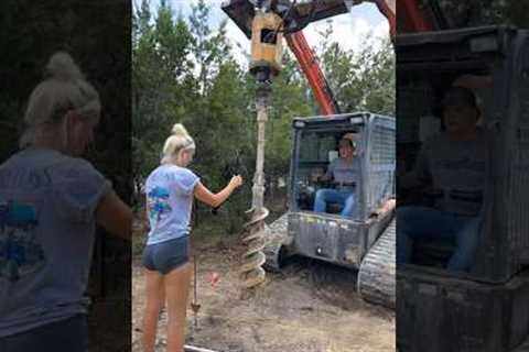 He’s always messing with me! Getting ready to set posts! #building #construction #diy #equipment