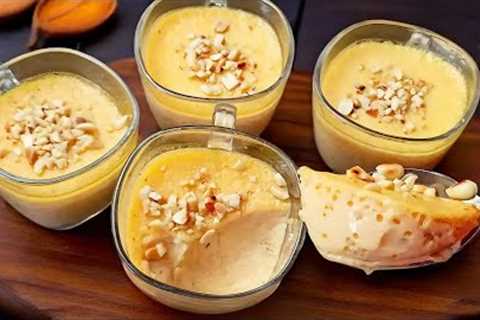 Just 3 ingredients easy dessert recipe in 10 minutes! No oven! No gelatin! No cornstarch!