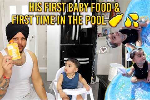His FIRST Store Baby Food &amp; FIRST Time in the Pool 🍼💦