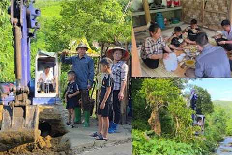 Divorced husband helps wife and 2 sons dig land to build house .DANG THI DU