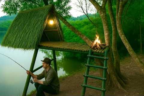 Building a Bamboo Tree House | Solo Survival in the Jungle &amp; Fishing